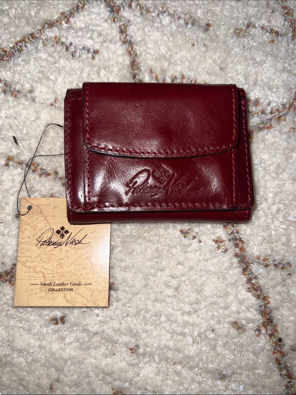 Patricia Nash Burgundy Leather Card & Key Wallet
